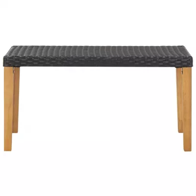 Bancă de grădină, negru, 120 cm, poliratan și lemn de acacia
