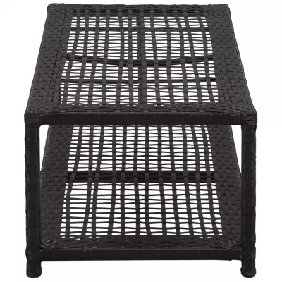 Banchetă pantofar, negru, 80 x 40 x 30 cm, poliratan