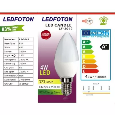 Bec cu led 4W E14 Lumina calda LF 3042