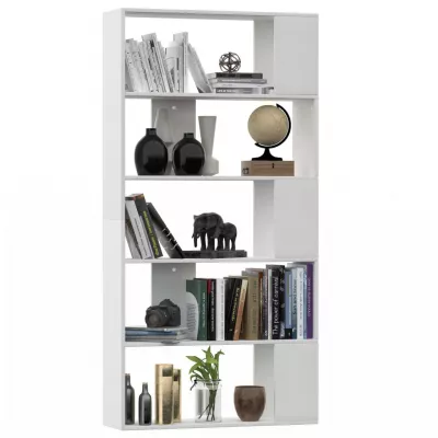 Bibliotecă/Separator cameră, alb, 80x24x159 cm, PAL