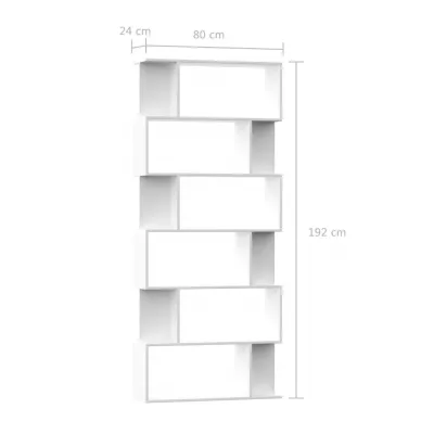 Bibliotecă/Separator cameră, alb, 80 x 24 x 192 cm, PAL