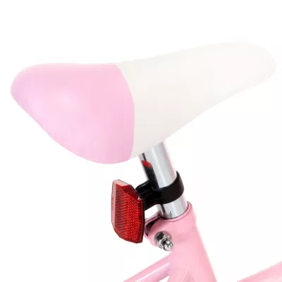 Bicicletă copii cu suport frontal, alb și roz, 16 inci