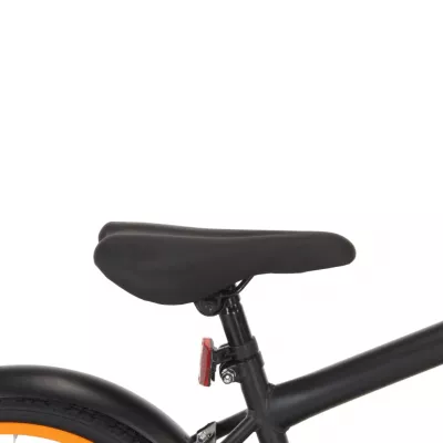 Bicicletă copii cu suport frontal, negru și portocaliu, 20 inci
