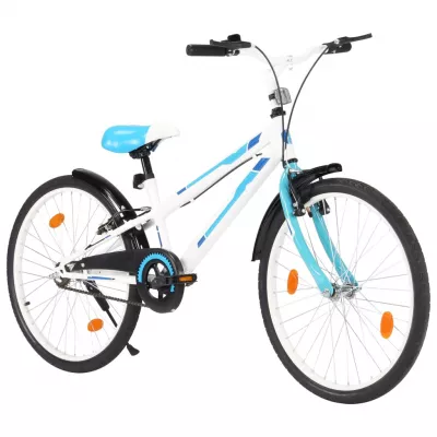 Bicicletă pentru copii, albastru și alb, 24 inci