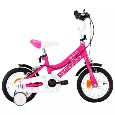 Bicicletă pentru copii, negru și roz, 12 inci