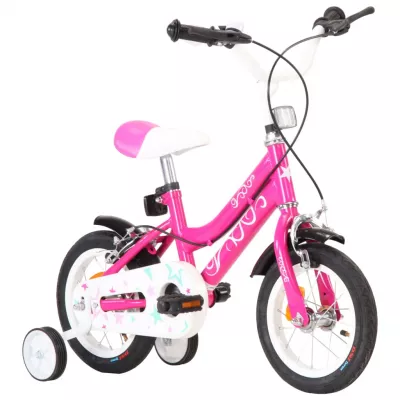 Bicicletă pentru copii, negru și roz, 12 inci