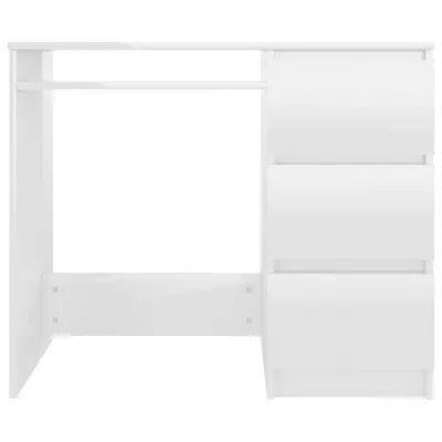 Birou, alb extralucios, 90 x 45 x 76 cm, PAL