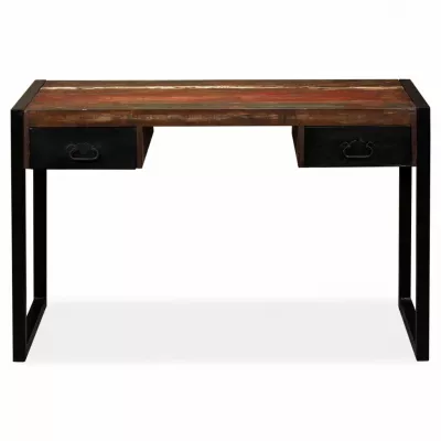 Birou cu 2 sertare din lemn masiv reciclat, 120 x 50 x 76 cm