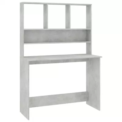 Birou cu rafturi, gri beton, 110x45x157 cm, PAL