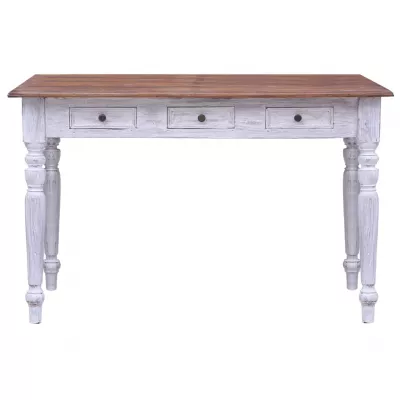 Birou cu sertare, alb, 117 x 57 x 75 cm, lemn masiv reciclat