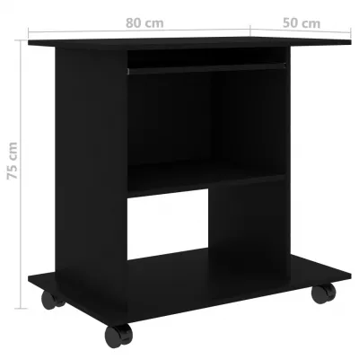 Birou de calculator, negru, 80 x 50 x 75 cm, PAL
