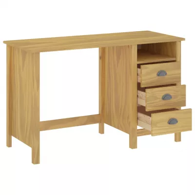 Birou Hill Range cu 3 sertare, 120x50x74 cm, lemn masiv de pin