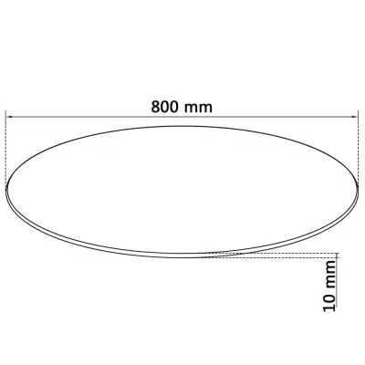 Blat masă din sticlă securizată, rotund, 800 mm (49692)