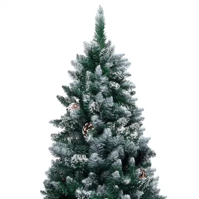 Brad de Crăciun artificial cu conuri și zăpadă albă, 180 cm