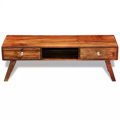 Bufet comodă TV cu 2 sertare, lemn masiv de sheesham, vintage, 40 cm