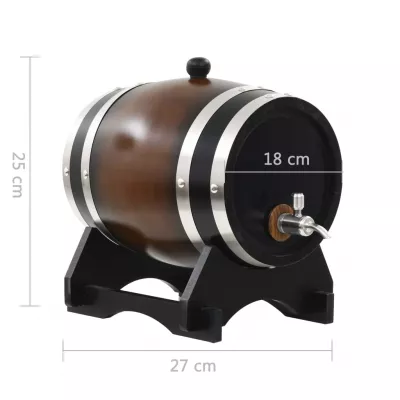 Butoi de vin cu robinet, 6 L, lemn masiv de pin