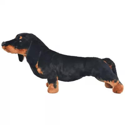 Câine din pluș de jucărie dachshund, negru, XXL