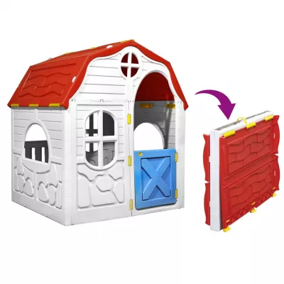 Căsuță de joacă pliabilă copii cu ușă și ferestre funcționale