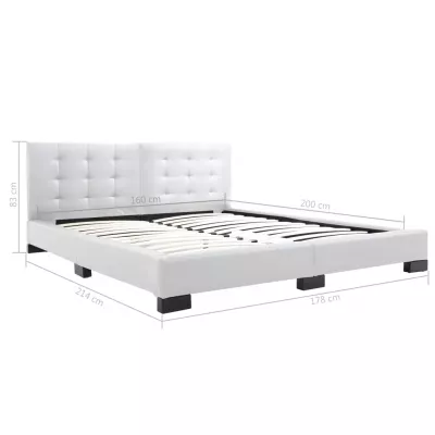 Cadru de pat, alb, 160 x 200 cm, piele artificială