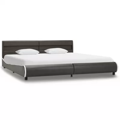 Cadru de pat cu LED, antracit, 180 x 200 cm, piele ecologică