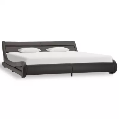 Cadru de pat cu LED, gri, 180 x 200 cm, piele artificială