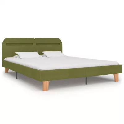 Cadru de pat cu LED-uri, verde, 160 x 200 cm, material textil