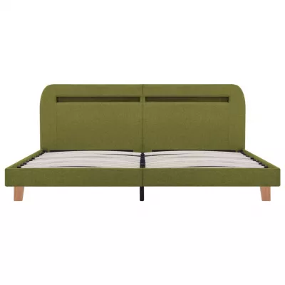 Cadru de pat cu LED-uri, verde, 160 x 200 cm, material textil