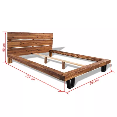 Cadru de pat din lemn masiv de acacia 180 x 200 cm