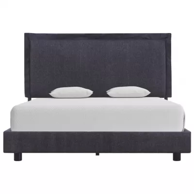 Cadru de pat, gri inchis, 140 x 200 cm, material textil