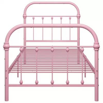 Cadru de pat, roz, 90 x 200 cm, metal