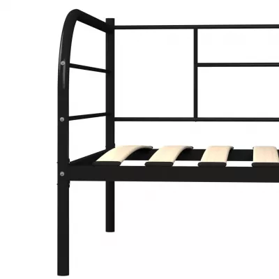Cadru pat de zi, negru, 90 x 200 cm, metal