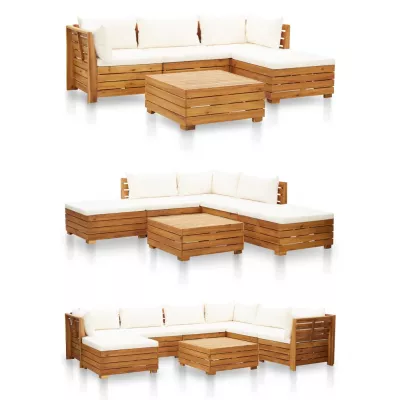 Canapea colț modulară cu perne, 1 buc., lemn masiv de acacia