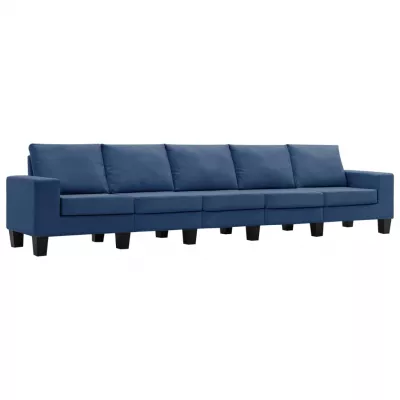 Canapea cu 5 locuri, albastru, material textil