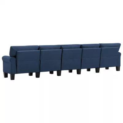 Canapea cu 5 locuri, albastru, material textil