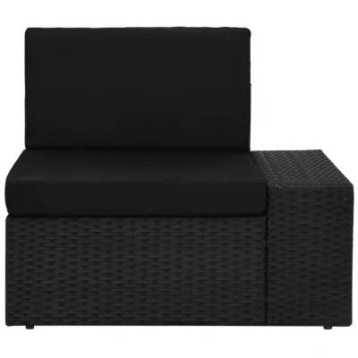 Canapea de colț modulară cu cotieră stânga, negru, poliratan