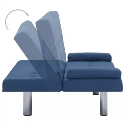Canapea extensibilă cu două perne, albastru, poliester