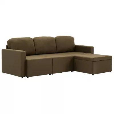 Canapea extensibilă modulară, 3 locuri, maro, material textil