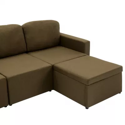 Canapea extensibilă modulară, 3 locuri, maro, material textil