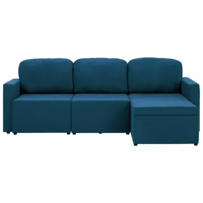 Canapea extensibilă modulară cu 3 locuri, albastru, textil