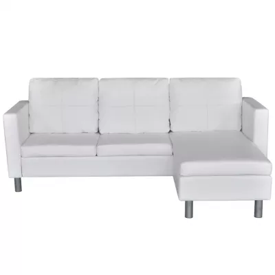 Canapea modulară cu 3 locuri, piele artificială, alb