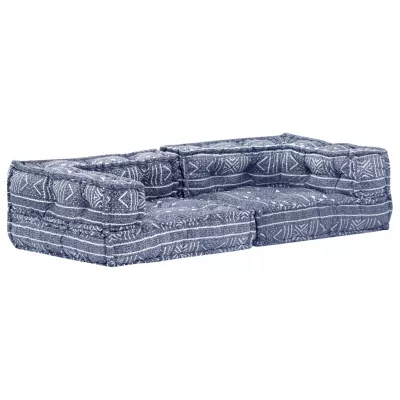 Canapea puf modulară cu 2 locuri, indigo, material textil