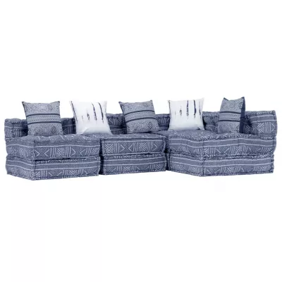 Canapea puf modulară cu 4 locuri, indigo, material textil