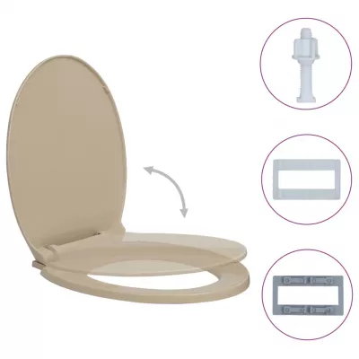 Capac WC cu inchidere silențioasă, bej, oval