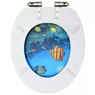 Capac WC cu inchidere silențioasă, MDF, model subacvatic