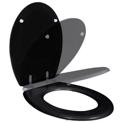 Capac WC cu inchidere silențioasă negru MDF design simplu