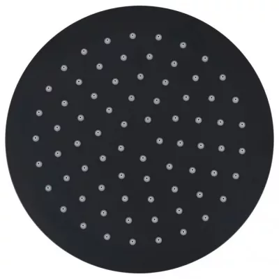 Cap de duș tip ploaie rotund, negru, 20 cm, oțel inoxidabil