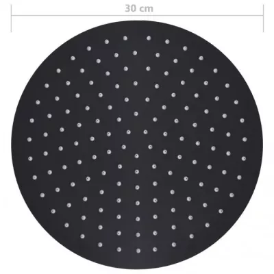 Cap de duș tip ploaie rotund, negru, 30 cm, oțel inoxidabil