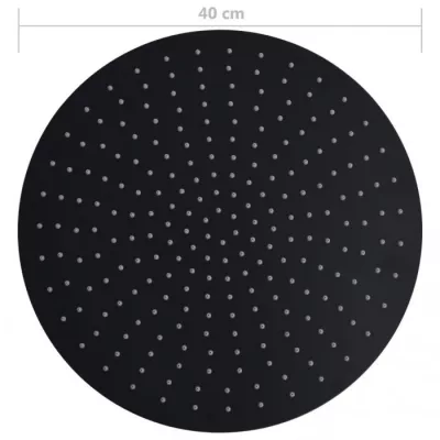 Cap de duș tip ploaie rotund, negru, 40 cm, oțel inoxidabil