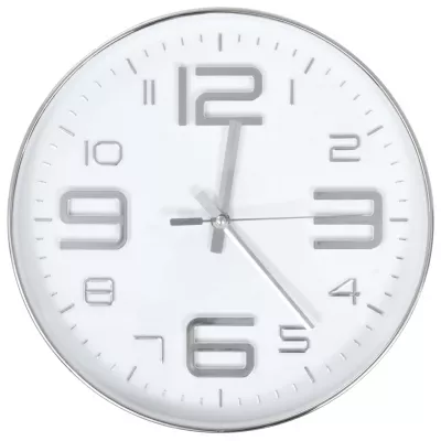 Ceas de perete, argintiu, 30 cm