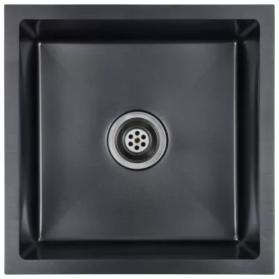 Chiuvetă bucătărie lucrată manual cu sită negru oțel inoxidabil
